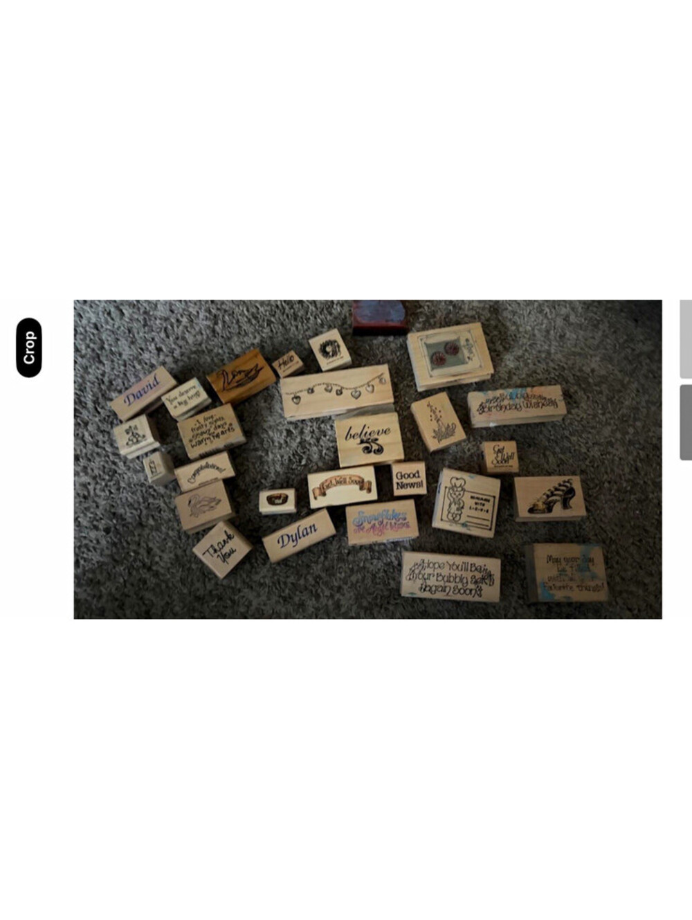 Mixed Lot Mounted Wood & Rubber Craft Stamps - Words & Phrases Designs-26 stamps